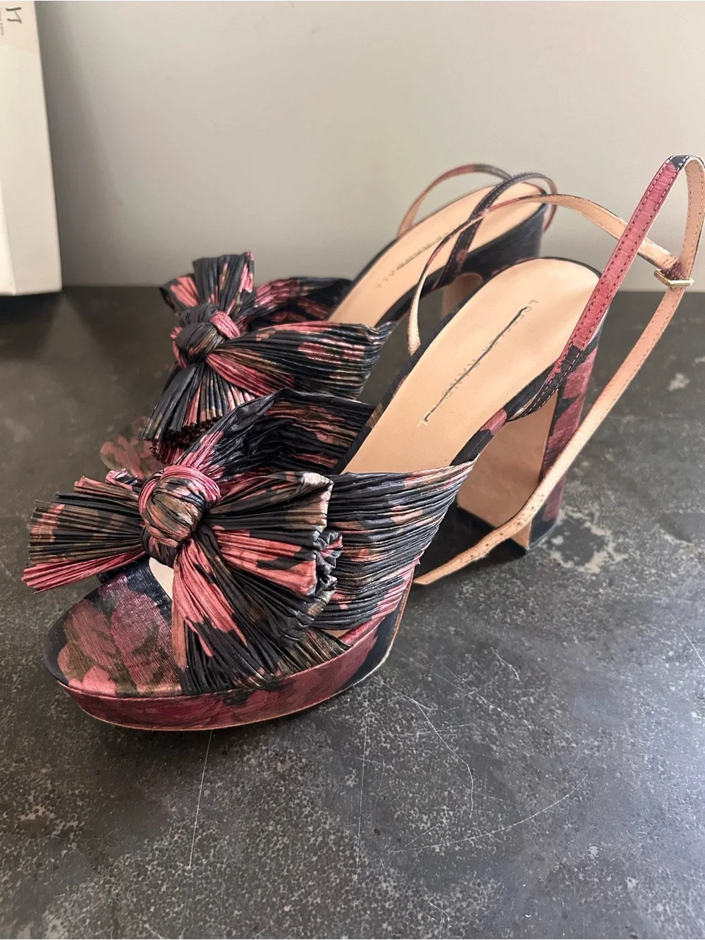 Loeffler Randall Knotted Pleated Slingback Heels in Pink and Black